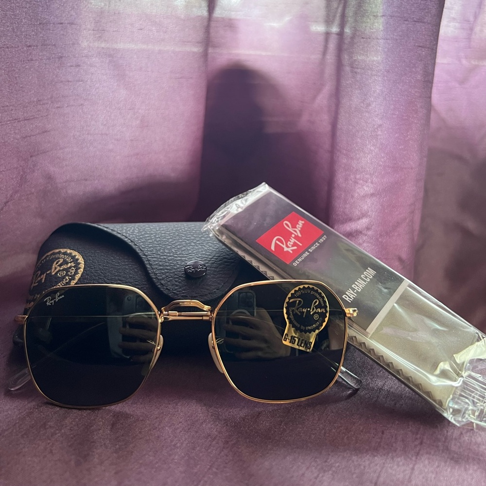 Ray-Ban 3694 Jim 53mm gold/green hexagonal sunglasses